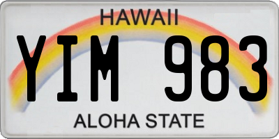 HI license plate YIM983