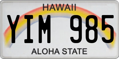 HI license plate YIM985