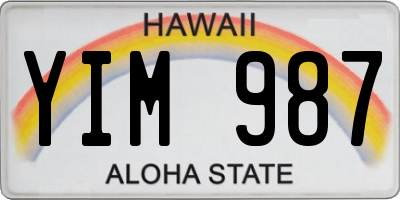 HI license plate YIM987