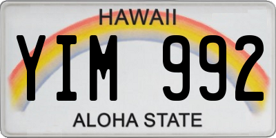 HI license plate YIM992