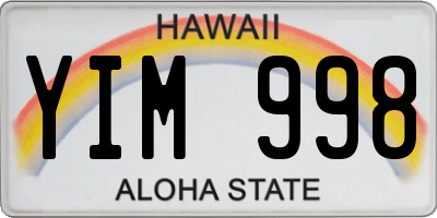 HI license plate YIM998
