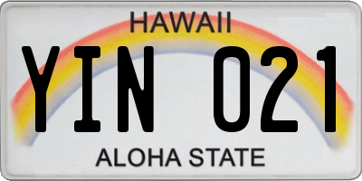 HI license plate YIN021