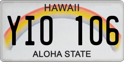 HI license plate YIO106