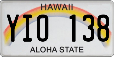 HI license plate YIO138