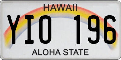 HI license plate YIO196