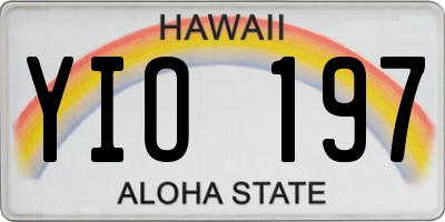 HI license plate YIO197