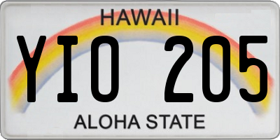 HI license plate YIO205