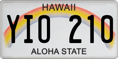 HI license plate YIO210