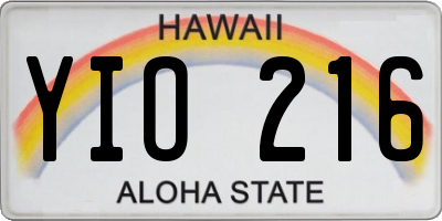 HI license plate YIO216