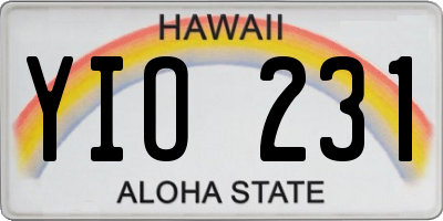 HI license plate YIO231