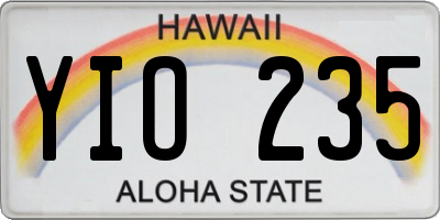 HI license plate YIO235