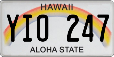 HI license plate YIO247