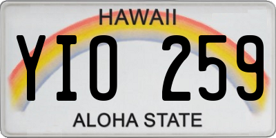 HI license plate YIO259