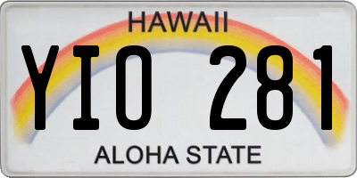 HI license plate YIO281