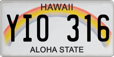 HI license plate YIO316
