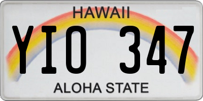 HI license plate YIO347
