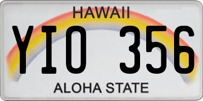 HI license plate YIO356