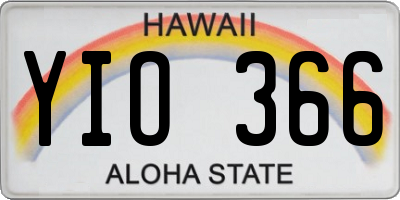 HI license plate YIO366