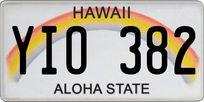 HI license plate YIO382