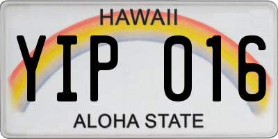 HI license plate YIP016
