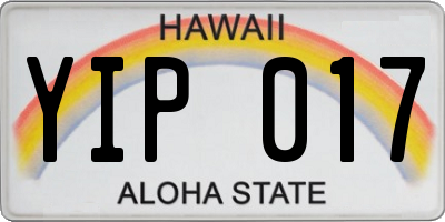 HI license plate YIP017