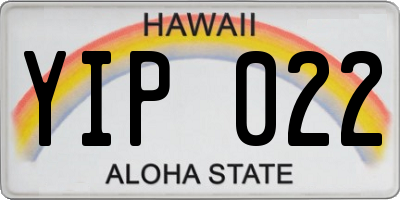 HI license plate YIP022