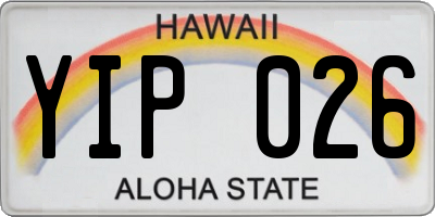 HI license plate YIP026