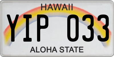 HI license plate YIP033
