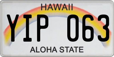 HI license plate YIP063