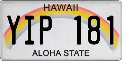 HI license plate YIP181