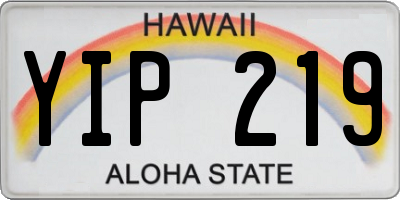 HI license plate YIP219