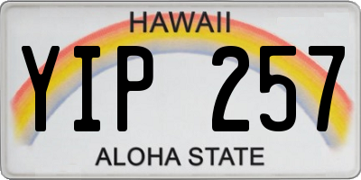HI license plate YIP257