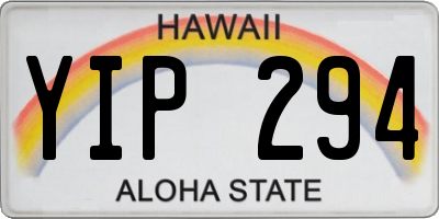 HI license plate YIP294