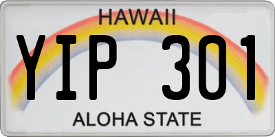 HI license plate YIP301