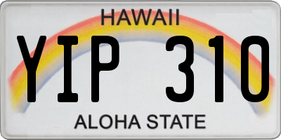 HI license plate YIP310