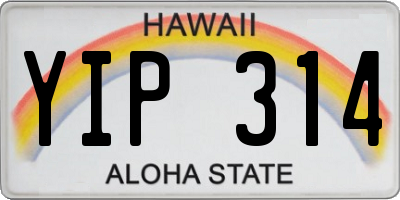 HI license plate YIP314