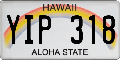 HI license plate YIP318