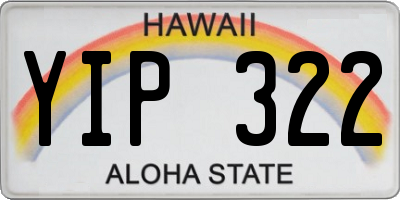 HI license plate YIP322