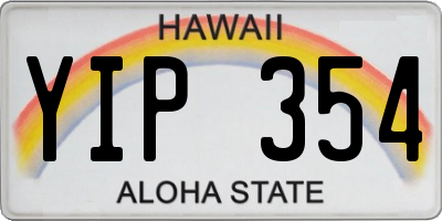 HI license plate YIP354