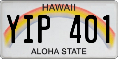 HI license plate YIP401