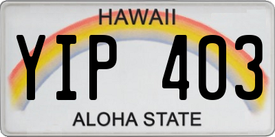 HI license plate YIP403