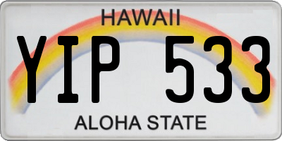 HI license plate YIP533