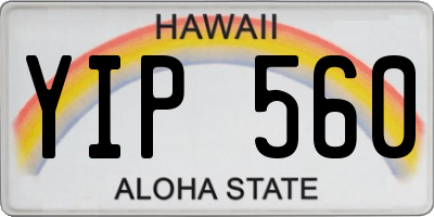 HI license plate YIP560