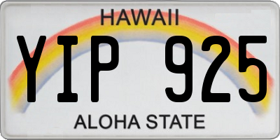 HI license plate YIP925