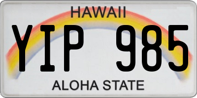 HI license plate YIP985