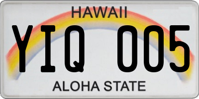 HI license plate YIQ005