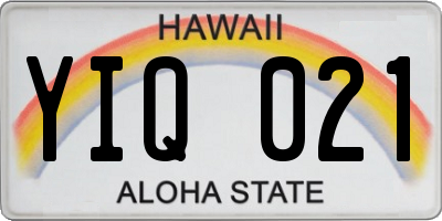 HI license plate YIQ021