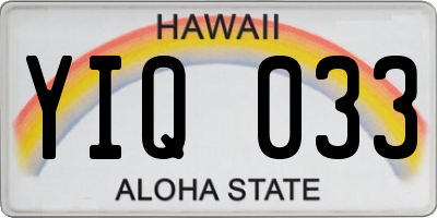HI license plate YIQ033