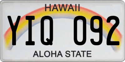HI license plate YIQ092