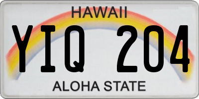 HI license plate YIQ204